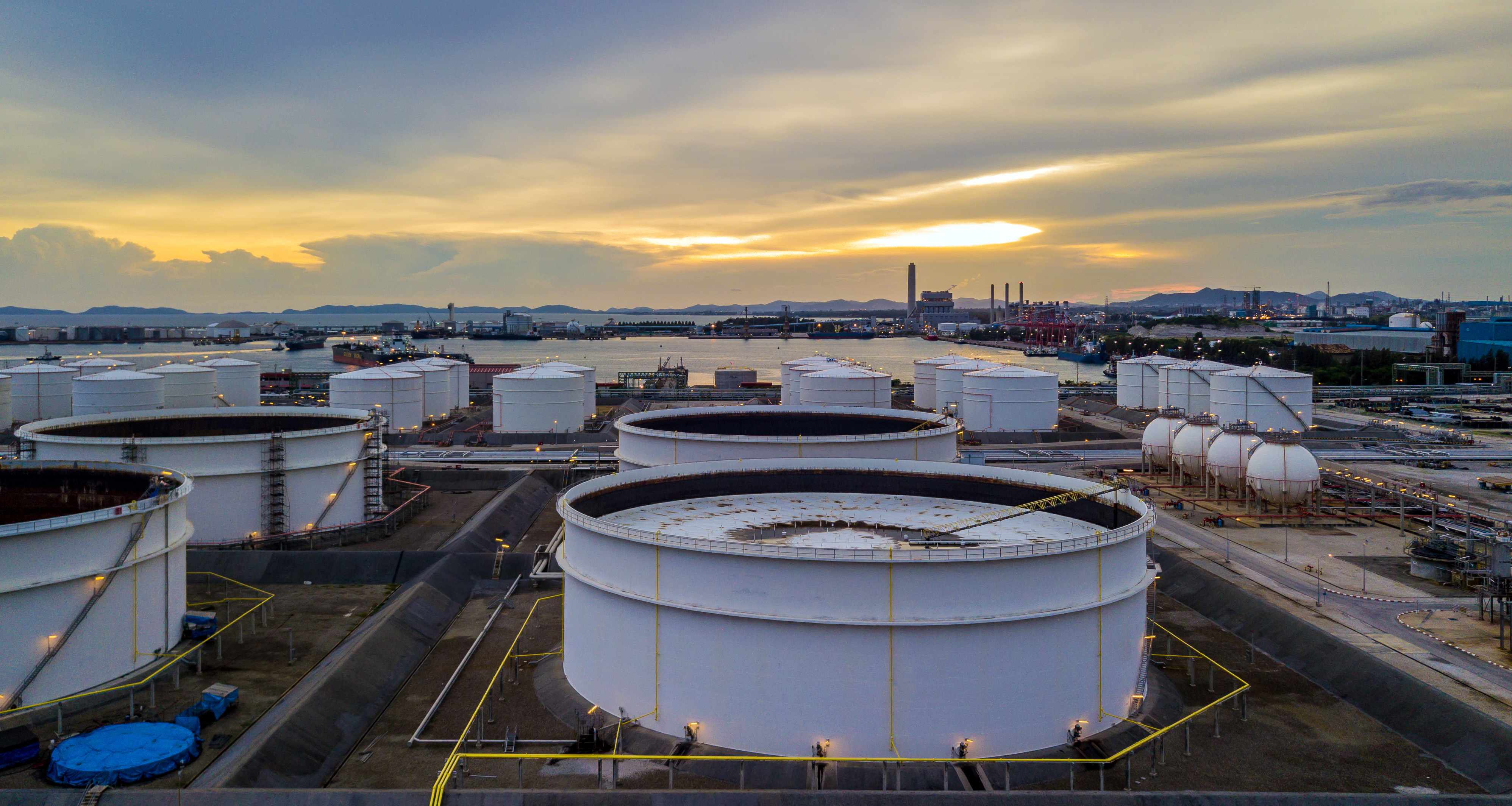 Storage tanks at an industrial facility